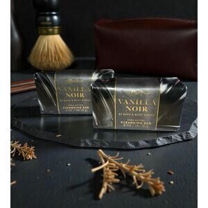 Bath & Body Works MEN'S VANILLA NOIR Shea Butter Cleansing Bar Soap - Set of 2